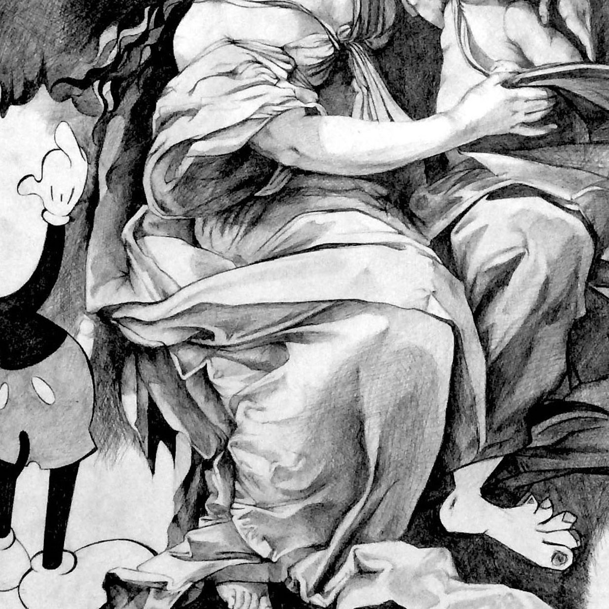 Cécile Bisciglia - Vandalisées, toile, stylo, encre, noire, grand, format, géant, vandalize, tall, giant, black, lifelike portrait